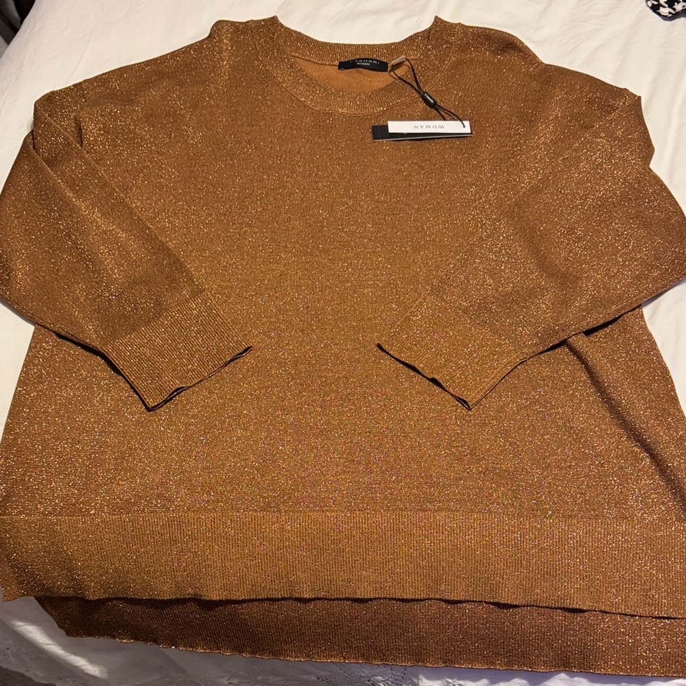 T Tahari Gold Crew Neck Sweater